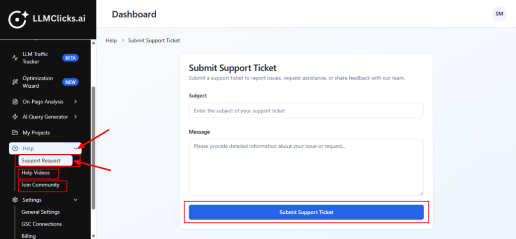 How to use the help section