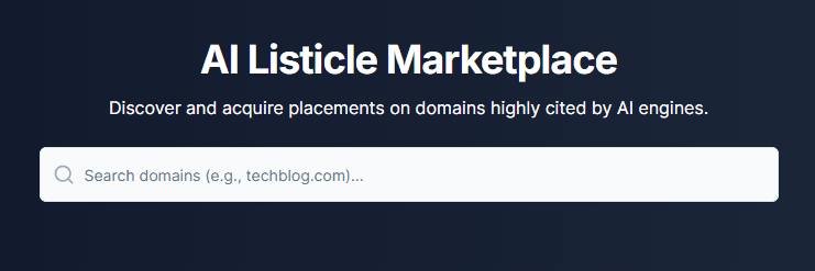 AI Listicle Marketplace Search Section